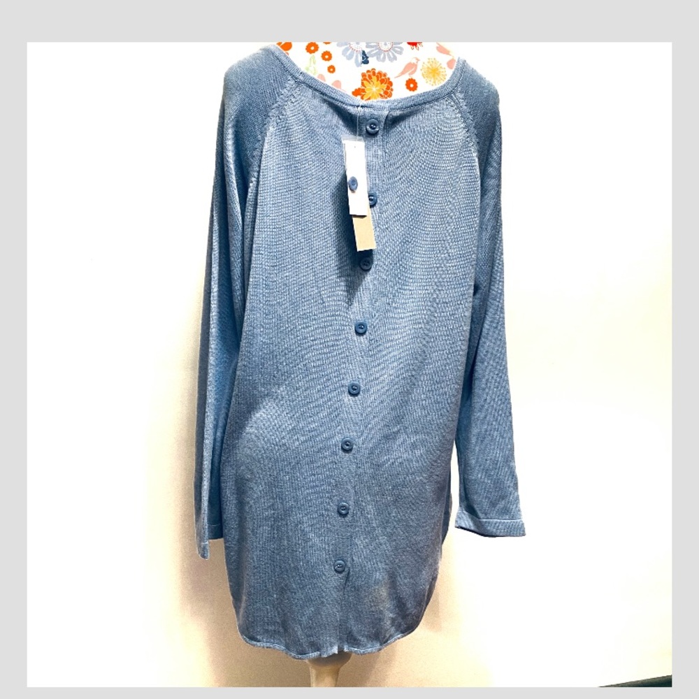 Joan Vass Button Back Boat Neck Top - Picture 2 of 6